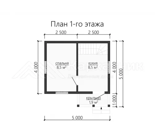 Дом 4х5 из бруса с мансардой -  Проект Д262