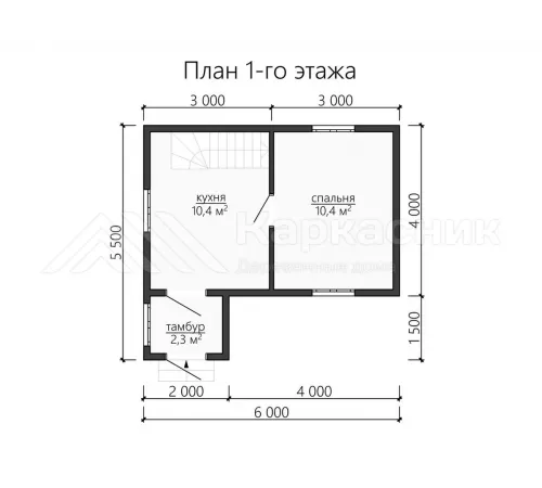 Дом 6х4 из бруса с мансардой -  Проект Д267