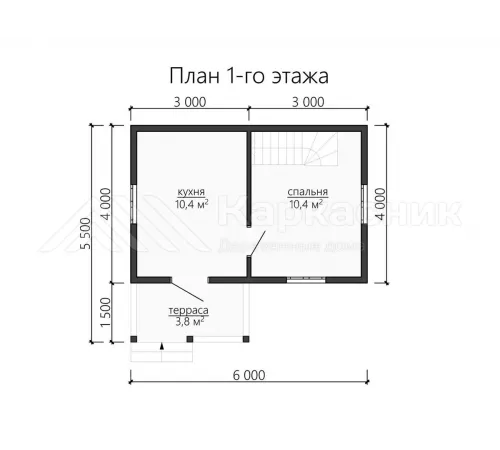 Дом 6х4 из бруса с мансардой -  Проект Д270