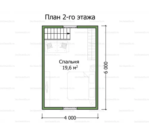 Дачный дом с двухскатной крышей 6х6 -  Проект КД102