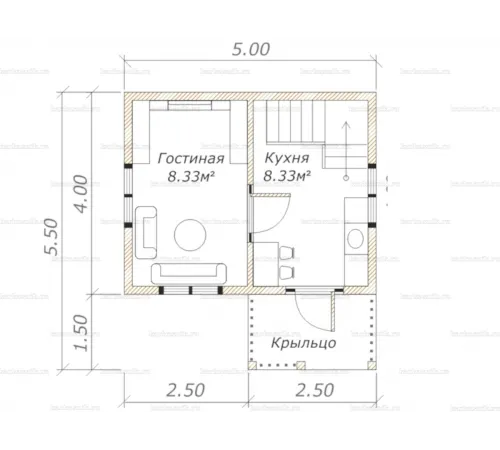 Каркасно-щитовой дом 5х4 -  Проект КД3