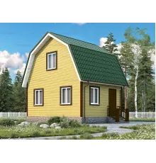 Каркасно-щитовой коттедж 6х5 -  Проект КД6
