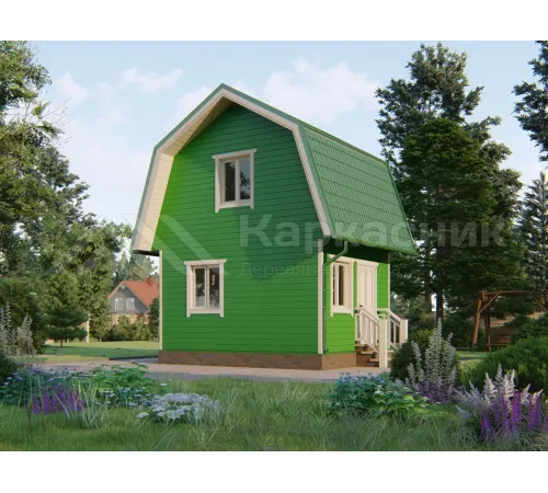 Каркасный дом 4х5 с мансардой -  Проект КД263