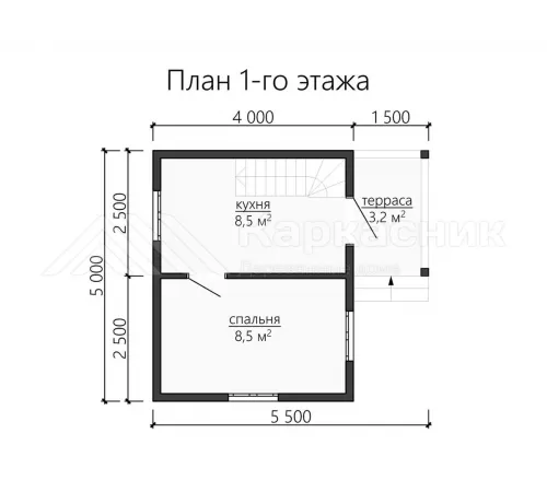 Каркасный дом 5х6 с мансардой -  Проект КД261
