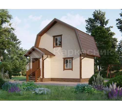 Каркасный дом 6х4 с мансардой -  Проект КД267