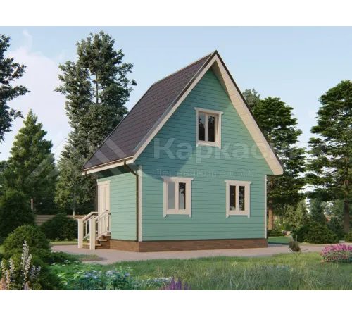 Каркасный дом 6х4 с мансардой -  Проект КД268