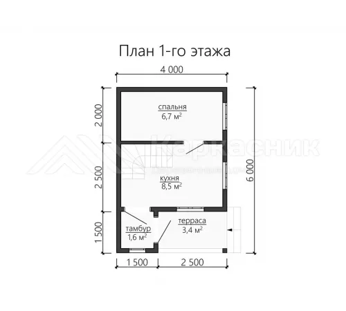 Каркасный дом 6х4 с мансардой -  Проект КД271